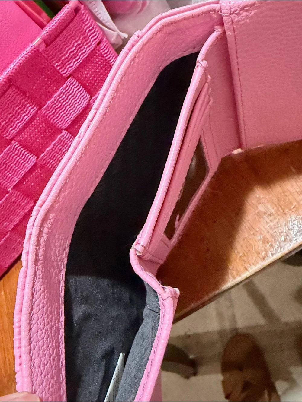 Steve Madden Pink Card Holder Wallet with Gold Hardware